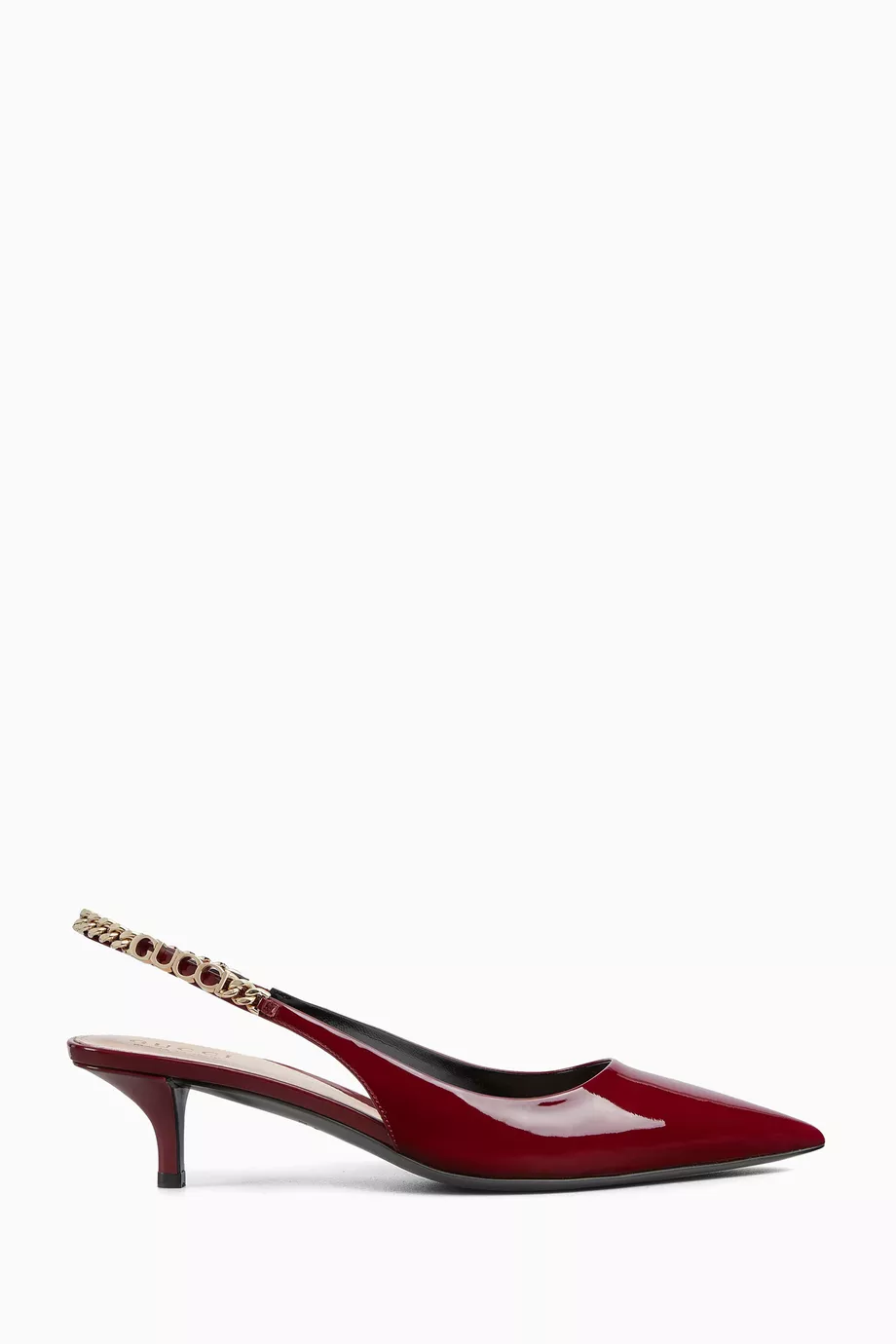 gucci-horsebit-pumps-black كعب قوتشي سيغنوريا | جلد لامع - مقدمة مدببة - سلسلة معدنية - كعب 30 مم - الصورة 1