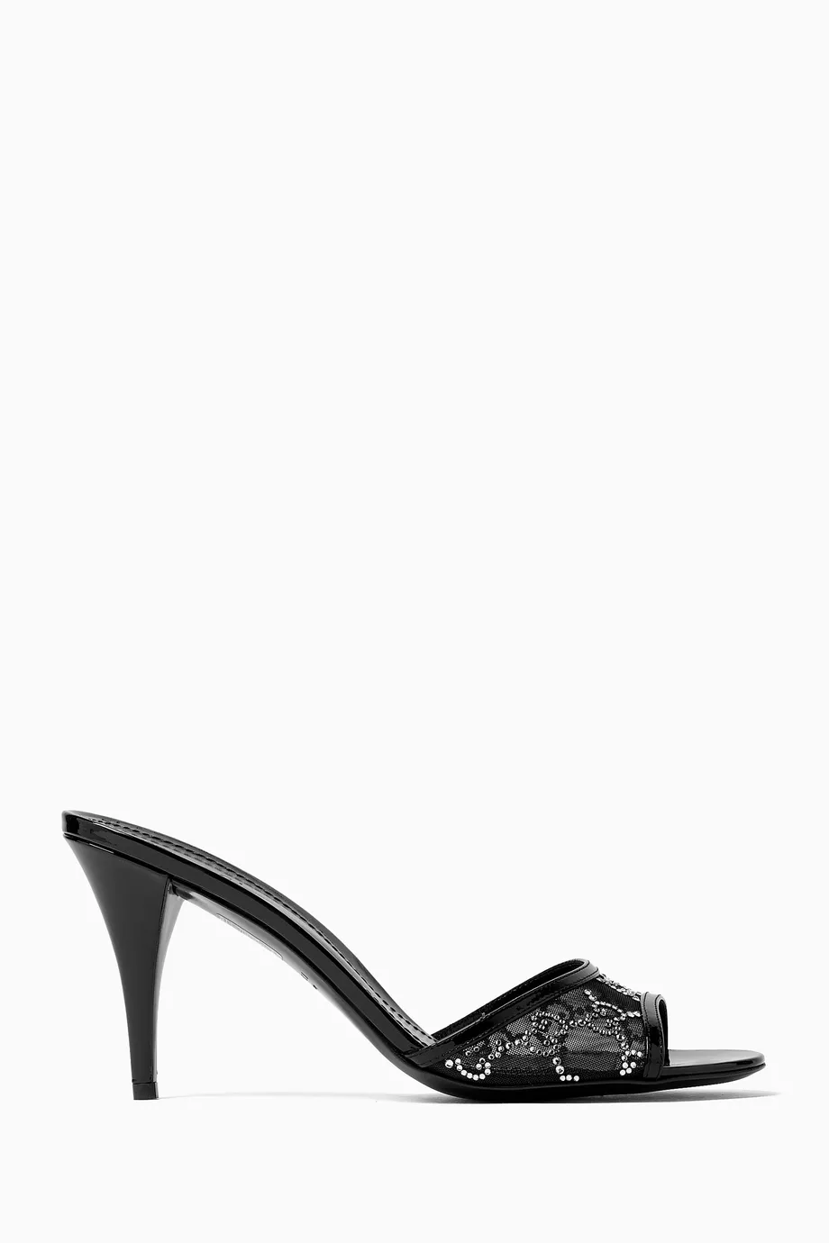gucci-85mm-stiletto-heel-side-view قوتشي كعب مفتوح - شبكة كريستال GG | كعب ستيليتو 85 مم - الصورة 1